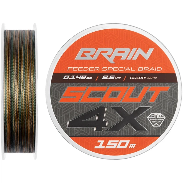 Шнур Brain Scout 4X 150m (camo) 0.148mm 8.6kg - Фото 1 Шнур Brain Scout 4X 150m (camo) 0.148mm 8.6kg - зображення 1