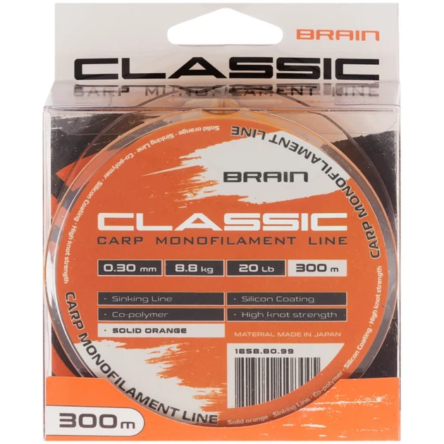 Волосінь Brain Classic Carp Line (solid orange) 300m 0.30mm 20lb 8.8kg - Фото 2 Волосінь Brain Classic Carp Line (solid orange) 300m 0.30mm 20lb 8.8kg - зображення 2