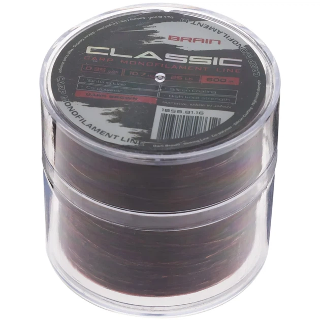 Волосінь Brain Classic Carp Line (dark brown) 600m 0.35mm 25lb 10.7kg - Фото 2 Волосінь Brain Classic Carp Line (dark brown) 600m 0.35mm 25lb 10.7kg - зображення 2