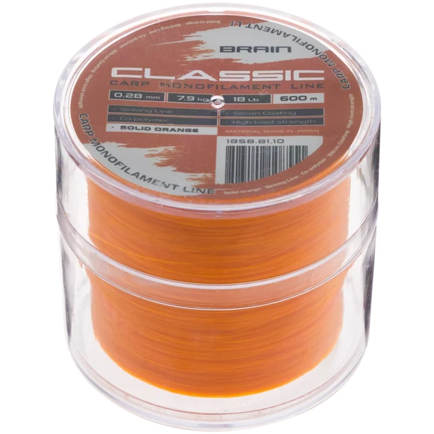 Леска Brain Classic Carp Line (solid orange) 600m 0.28mm 18lb 7.9kg - изображение 2