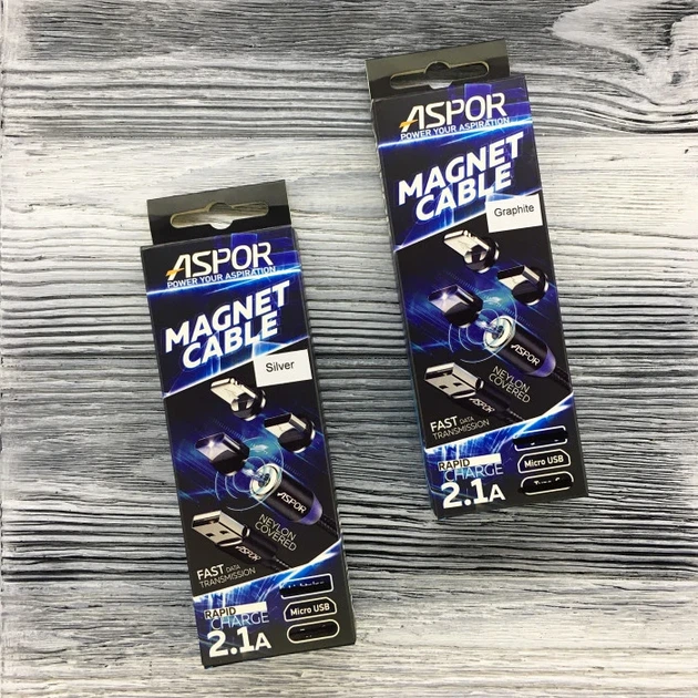USB кабель Aspor 360 Lightning magnetic- чорний - Фото 2 USB кабель Aspor 360 Lightning magnetic- чорний - изображение 2