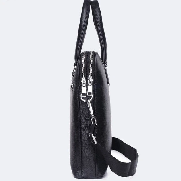 Кожаная мужская деловая сумка-портфель портфель для ноутбука черный Tiding Bag 64028 37 см - Фото 5 Кожаная мужская деловая сумка-портфель портфель для ноутбука черный Tiding Bag 64028 37 см - изображение 5