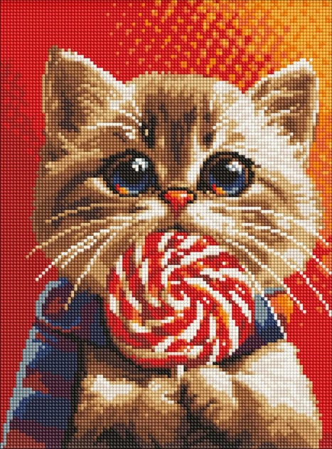 Алмазна мозаїка Котик із цукеркою з голограмними стразами (AB) ©art_selena_ua 30x40 AMO7976 Ідейка - Фото 1 Алмазна мозаїка Котик із цукеркою з голограмними стразами (AB) ©art_selena_ua 30x40 AMO7976 Ідейка - зображення 1
