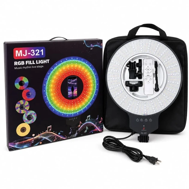 Кільцева лампа MJ321 RGB 32см пластикова з пультом ДК - зображення 2