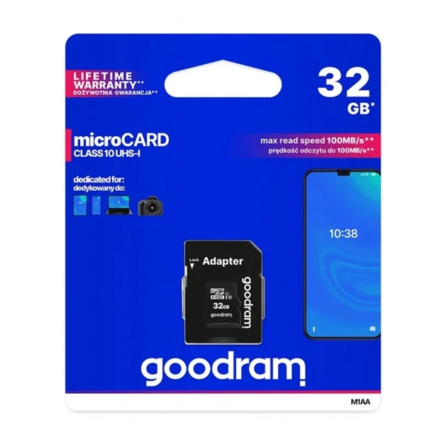 Карта памяти MicroSDHC Goodram 32GB Class 10 UHS-I с адаптером - Фото 2 Карта памяти MicroSDHC Goodram 32GB Class 10 UHS-I с адаптером - изображение 2