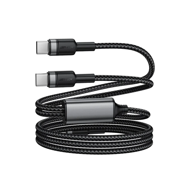 Кабель зарядки ACEFAST C22-02 USB-C на 2*USB-C 100W алюминиевый черный - Фото 5 Кабель зарядки ACEFAST C22-02 USB-C на 2*USB-C 100W алюминиевый черный - изображение 5