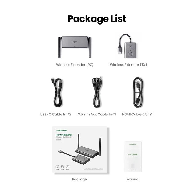 Бездротовий подовжувач HDMI UGREEN CM506 50м 1080P - зображення 13