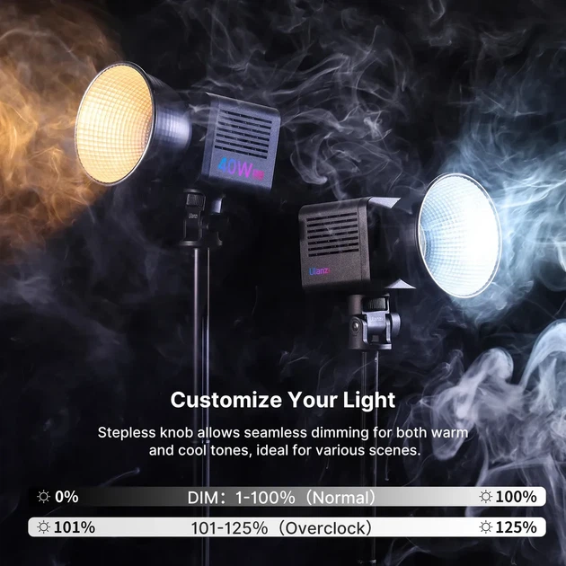Відеосвітло Ulanzi 40W RGB COB Fill Light LED чорне 2500-6500K - зображення 9