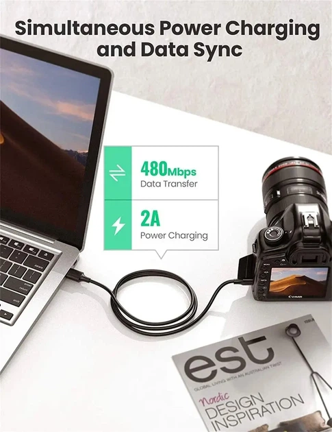 Кабель USB 2.0 UGREEN US132 A Male to Mini-B 5-pin Male PVC 2 м Черный - Фото 7 Кабель USB 2.0 UGREEN US132 A Male to Mini-B 5-pin Male PVC 2 м Черный - изображение 7