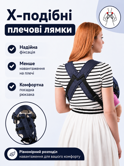 Рюкзак-кенгуру Умка №8 3 положения переноски (лицом, спиной, лёжа), до 15 кг, от 2 месяцев Тёмно-синий - изображение 5