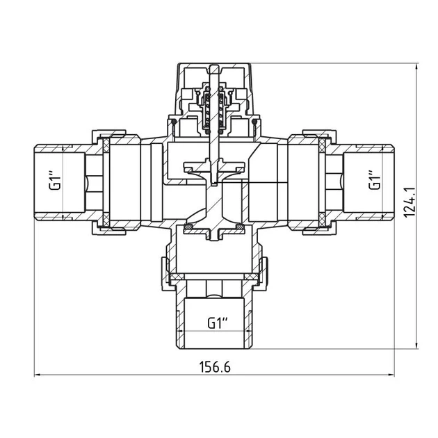 Кран трехходовой Thermo Alliance Forte TAF362W2532 термостатический латунный M30x1,5 1" - изображение 2