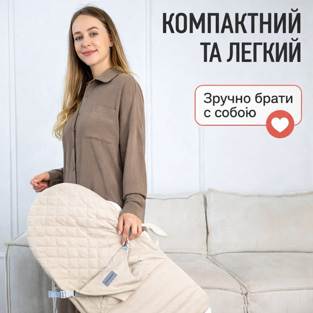 Шезлонг для новонароджених від 0 років, дитячий складний з дугою та іграшками - зображення 8