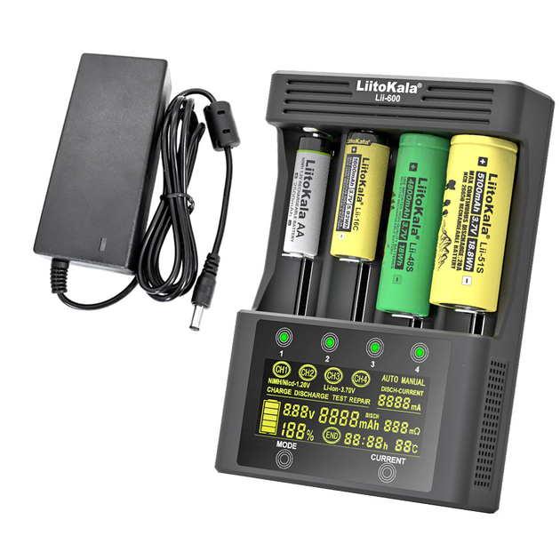 Зарядное устройство LiitoKala Lii-600 4 слота 3A для 18650 21700 26650 Li-ion / Ni-MH AA AAA с LCD дисплеем, тестом и разрядом - Фото 3 Зарядное устройство LiitoKala Lii-600 4 слота 3A для 18650 21700 26650 Li-ion / Ni-MH AA AAA с LCD дисплеем, тестом и разрядом - изображение 3