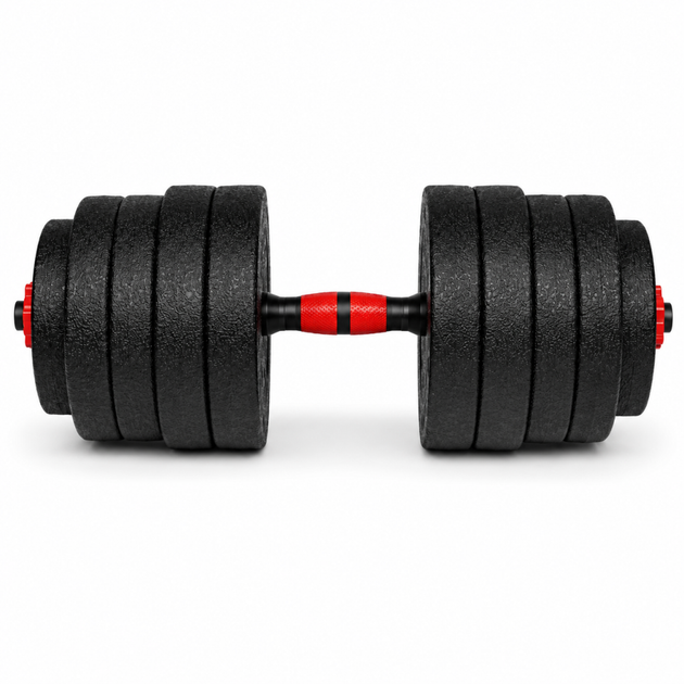 Гантели композитные Champion X-venum 1шт 55см 22.5 кг Черно-Красный - изображение 2