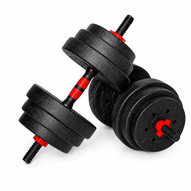Гантелі композитні Champion X-venum 2шт 51см 13 кг Чорно-Червоний - зображення 2