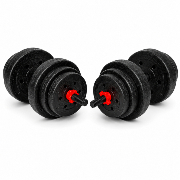 Гантелі композитні Champion X-venum 2шт 51см 11.5 кг Чорно-Червоний - зображення 3