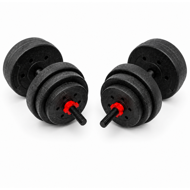 Гантели композитные Champion X-venum 2шт 55см 12.5 кг Черно-Красный - изображение 2