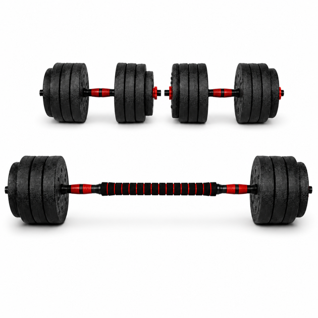 Гантели композитные со Штангой Champion X-venum 2шт 51см 21.5 кг Черно-Красный - Фото 1 Гантели композитные со Штангой Champion X-venum 2шт 51см 21.5 кг Черно-Красный - изображение 1