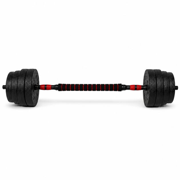 Гантели композитные со Штангой Champion X-venum 2шт 51см 19.5 кг Черно-Красный - изображение 3
