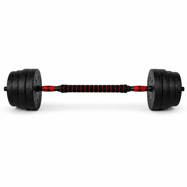 Гантелі композитні зі Штангою Champion X-venum 2шт 51см 18.5 кг Чорно-Червоний - зображення 3