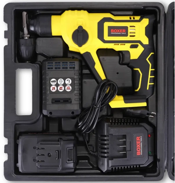 Аккумуляторный перфоратор Boxer SR 148 24 В 3 Ah SDS Plus бесщеточный с двумя аккумуляторами 5000 уд мин для сверления бетона металла дерева и монтажных работ - изображение 10