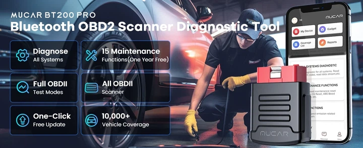 Универсальный автосканер Мультимарочный OBD2 Mucar BT200 Pro Профессиональный диагностический сканер автомобильный ОБД2, EOBD, ELM327 (19802) - изображение 3