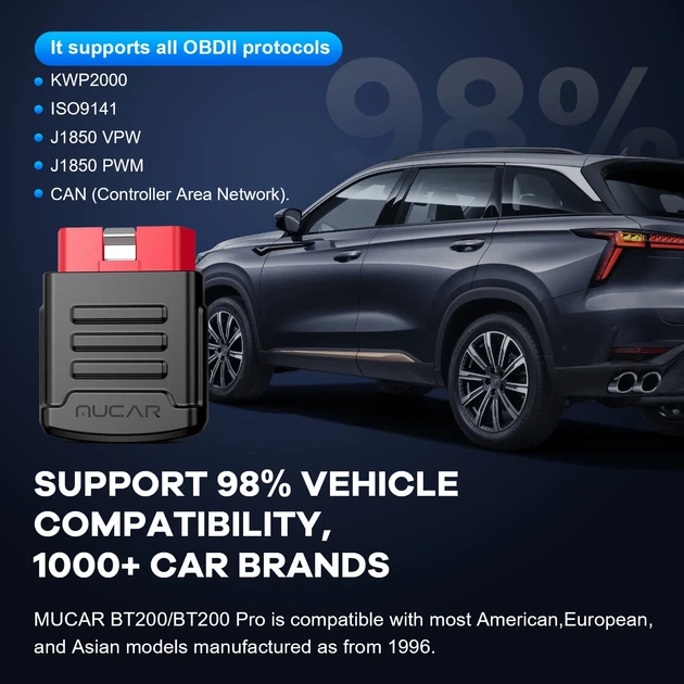 Универсальный автосканер Мультимарочный OBD2 Mucar BT200 Pro Профессиональный диагностический сканер автомобильный ОБД2, EOBD, ELM327 (19802) - изображение 9
