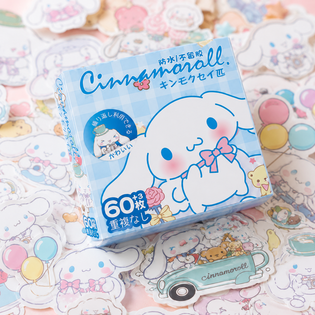 Стикеры Cinnamoroll 60 шт 4×4 см, Наклейки Синнаморолл для телефона, ноутбука и чемодана - изображение 3