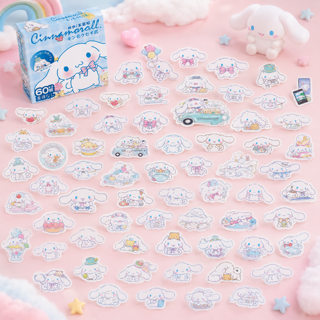 Стикеры Cinnamoroll 60 шт 4×4 см, Наклейки Синнаморолл для телефона, ноутбука и чемодана - изображение 4