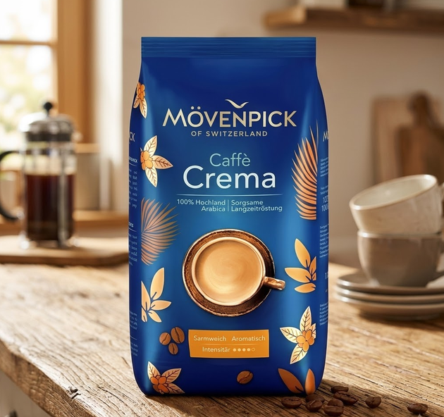 Зернова кава Movenpick Caffe Crema 510 г арабіка 100% середнє обсмаження інтенсивність 6 шоколадно фруктова з нотами какао для кавомашин молочних напоїв еспресо - Фото 5 Зернова кава Movenpick Caffe Crema 510 г арабіка 100% середнє обсмаження інтенсивність 6 шоколадно фруктова з нотами какао для кавомашин молочних напоїв еспресо - зображення 5