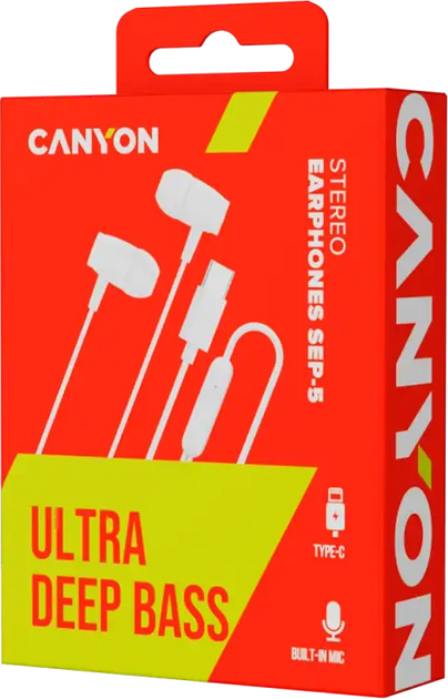 Навушники Canyon SEP-5 Type-C White (CNS-CEP5W) - Фото 3 Навушники Canyon SEP-5 Type-C White (CNS-CEP5W) - зображення 3