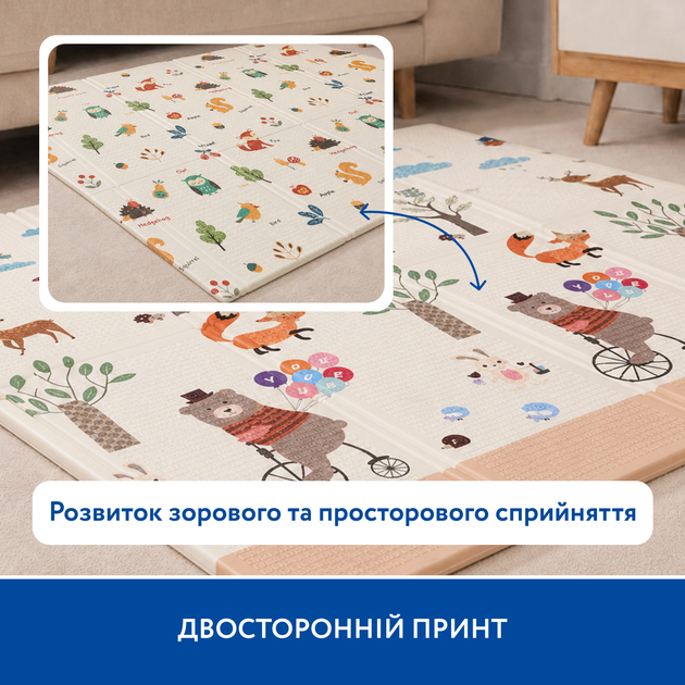 Большой двухсторонний термоковрик Piccolino "Лесное путешествие", 180х200х0,8 см - Фото 2 Большой двухсторонний термоковрик Piccolino "Лесное путешествие", 180х200х0,8 см - изображение 2