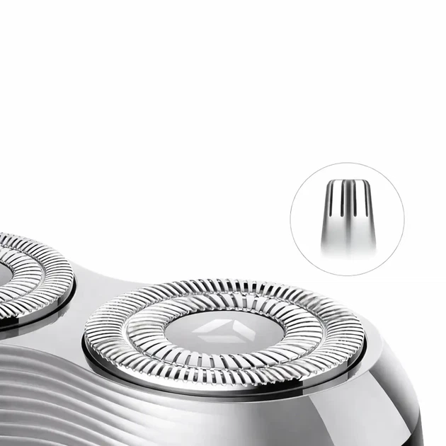 Портативная электробритва Kemei KM-T288 для сухого и влажного бритья с USB зарядкой и защитой IPX7 Белая для ухода за лицом и носом - изображение 4