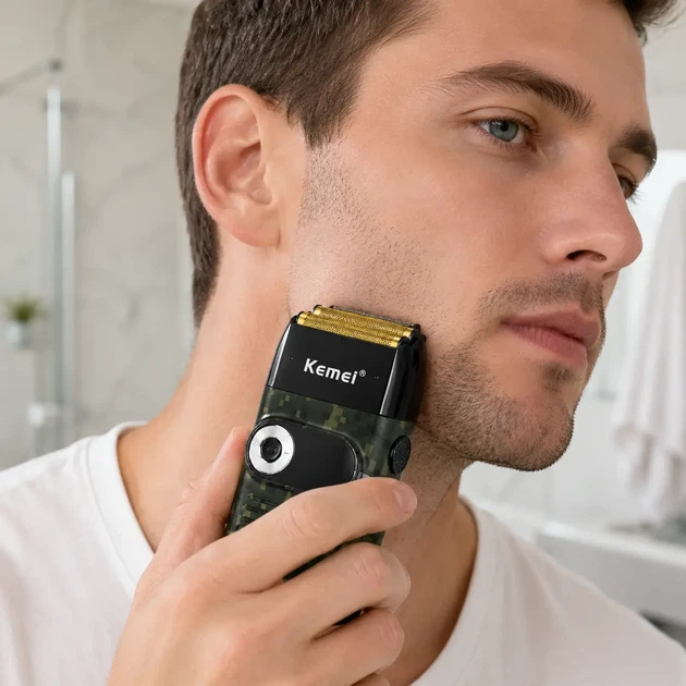 Электробритва Kemei KM-2027 мужская беспроводная сеточная 3 режима скорости USB-C 5 Вт 1400 мАч Пиксель - изображение 3