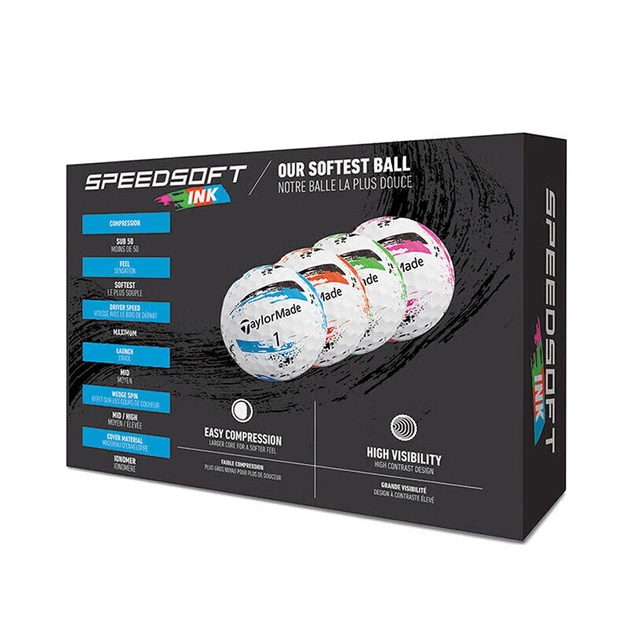 Мячи TaylorMade Speed Soft Ink для гольфа двухслойные, 12 шт, 4 цвета - Фото 5 Мячи TaylorMade Speed Soft Ink для гольфа двухслойные, 12 шт, 4 цвета - изображение 5