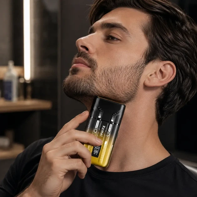 Беспроводная бритва для мужчин с UV-дезинфекцией, USB-C, Kemei KM-T418, Градиент / Шейвер / Аккумуляторная мужская электробритва - Фото 3 Беспроводная бритва для мужчин с UV-дезинфекцией, USB-C, Kemei KM-T418, Градиент / Шейвер / Аккумуляторная мужская электробритва - изображение 3