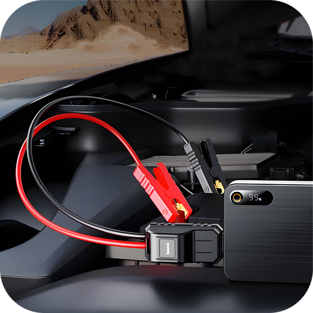 Пуско-зарядное устройство Baseus Super Energy Pro+ 12000mAh 1200A 12V автомобильный бустер Jump Starter черный - изображение 6