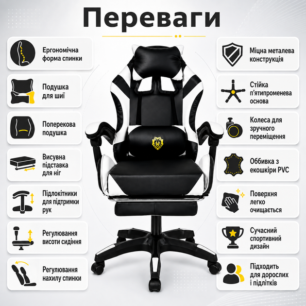 Эргономичное кресло для ПК с регулируемой спинкой и подставкой - изображение 2