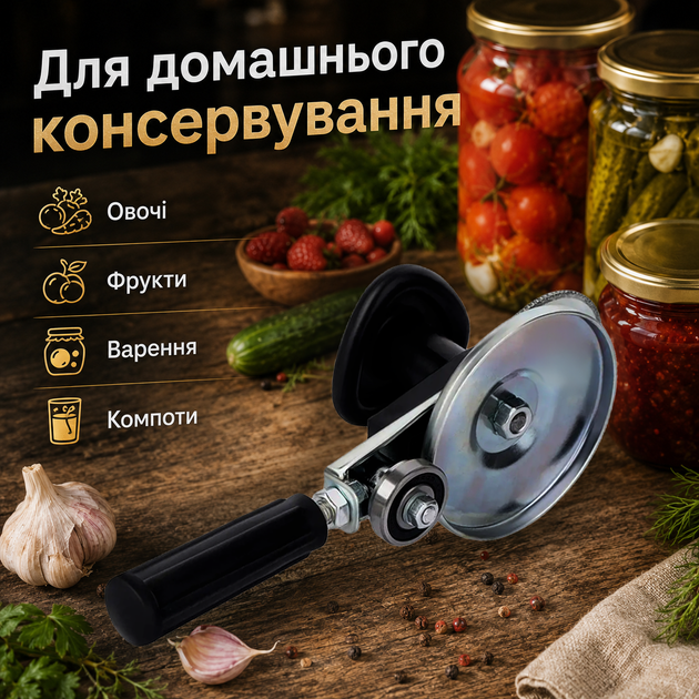 Закаточний ключ автомат ключ закаточний автоматичний для консервації та заготовок на зиму з підшипником машинка для закатки закрутки банок МЗА-П Люкс для домашньої консервації - зображення 2