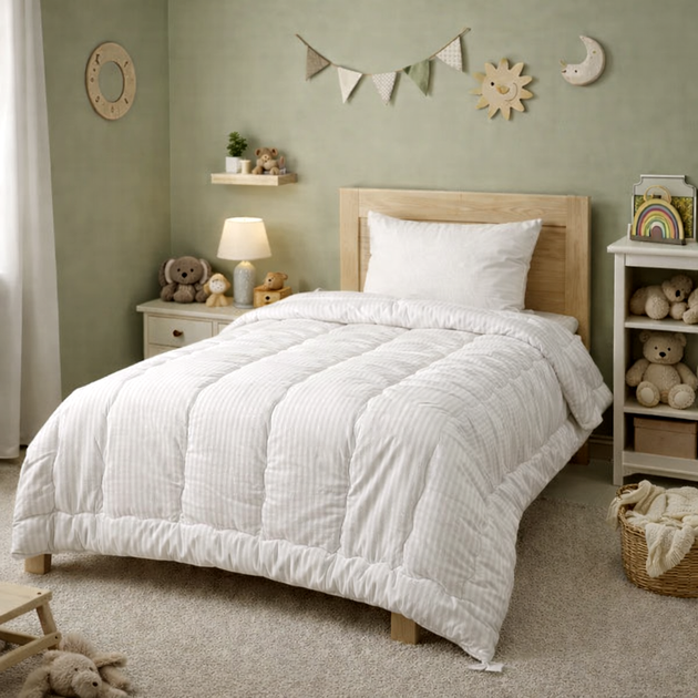 Ковдра антиалергенна Kids Time №171 Сolor Fun Line 17-0605 Stripe White EcoSilk 110*140 - зображення 5