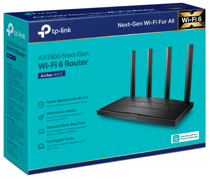 Беспроводной маршрутизатор TP-Link Archer TP-AX-12 AX1500, Wi-Fi 6, 1201 Мбит/с - изображение 2