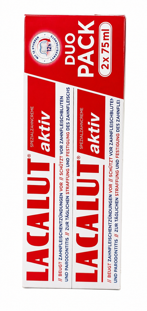 Зубна паста LACALUT aktiv DUO PACK(подвійне пакування) 2 шт. × 75 мл - Фото 2 Зубна паста LACALUT aktiv DUO PACK(подвійне пакування) 2 шт. × 75 мл - зображення 2