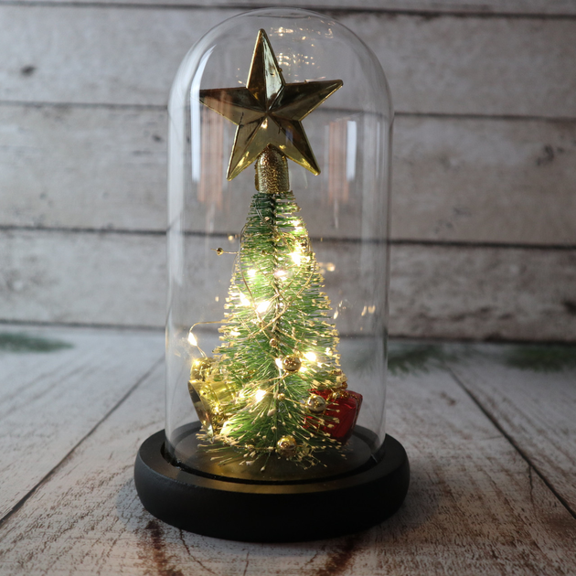 Новорічний нічник «Ялинка в скляній колбі» з LED-підсвіткою, gold star - зображення 2