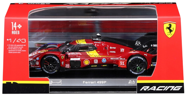 Автомодель Bburago Ferrari Racing 499P 1:43 36319 Червона (4893993363193) - Фото 1 Автомодель Bburago Ferrari Racing 499P 1:43 36319 Червона (4893993363193) - зображення 1