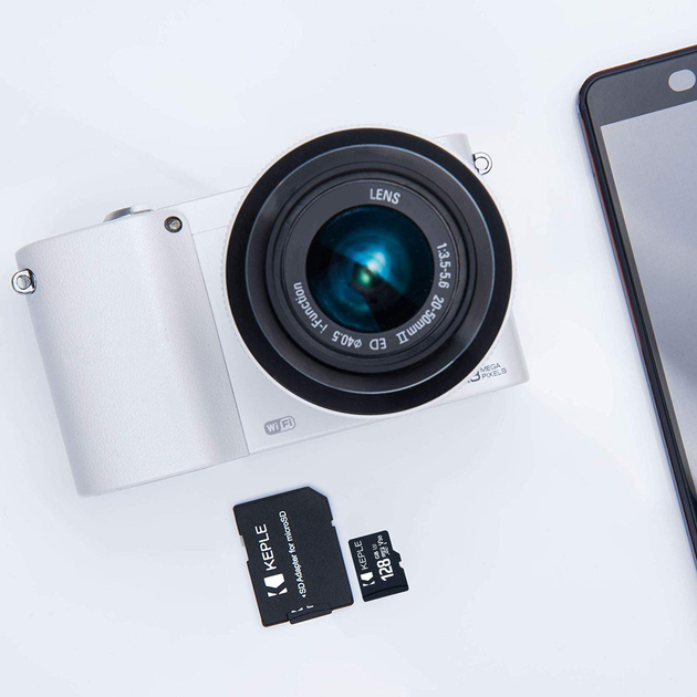 Карта пам'яті Keple microSD 128 ГБ Class 10 UHS-I U1, 30 МБ/с, SD-адаптер + USB-кардрідер - зображення 7