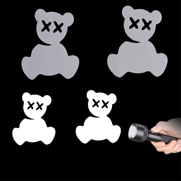 Світловідбивні термопатчі «Ведмедик KAWS-style» 4 шт. термопатчі для одягу — підвищення видимості та безпеки в сутінку - Фото 1 Світловідбивні термопатчі «Ведмедик KAWS-style» 4 шт. термопатчі для одягу — підвищення видимості та безпеки в сутінку - зображення 1