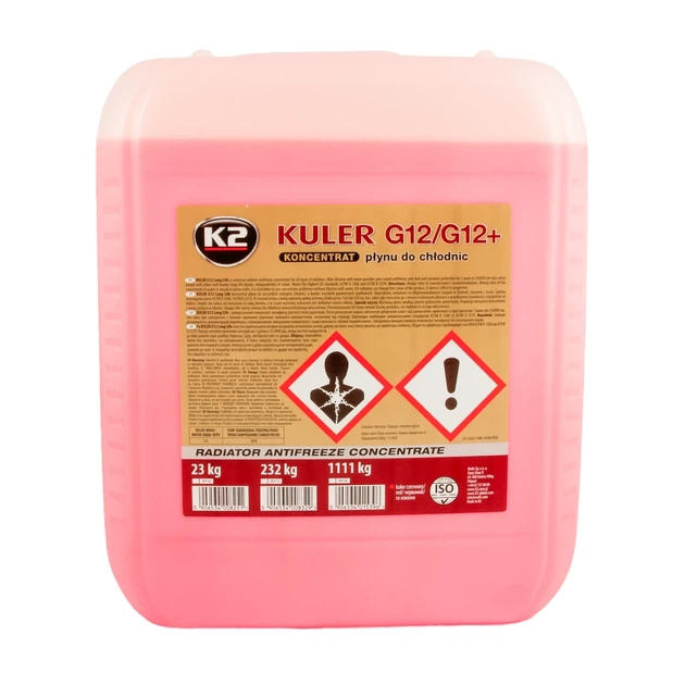 Рідина охолоджуюча K2 Kuler Long Life G12 червоний концентрат 23 кг (W416C) - Фото 1 Рідина охолоджуюча K2 Kuler Long Life G12 червоний концентрат 23 кг (W416C) - зображення 1