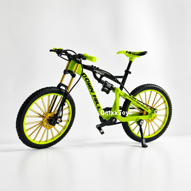 Игрушечный велосипед с резиновыми колесами Металлический Фингербайк MTB – велосипед для трюков и декора, 18 см Green - Фото 4 Игрушечный велосипед с резиновыми колесами Металлический Фингербайк MTB – велосипед для трюков и декора, 18 см Green - изображение 4