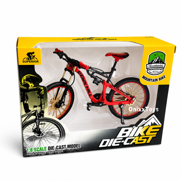 Игрушечный велосипед с резиновыми колесами Металлический Фингербайк MTB – велосипед для трюков и декора, 18 см Red - Фото 2 Игрушечный велосипед с резиновыми колесами Металлический Фингербайк MTB – велосипед для трюков и декора, 18 см Red - изображение 2