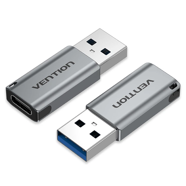Адаптер Type-C-USB 3.0 Vention Aluminium Nickel-Plated M/F 5Gbps 3A Gray (CDPH0) - Фото 2 Адаптер Type-C-USB 3.0 Vention Aluminium Nickel-Plated M/F 5Gbps 3A Gray (CDPH0) - зображення 2